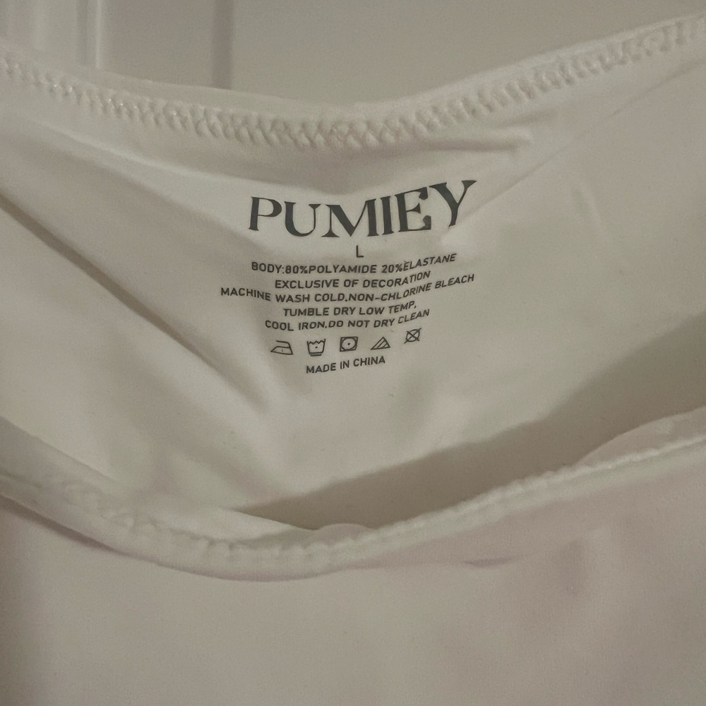 Pumiey Square Neck White Women's Tank Top - Picture 3 of 4